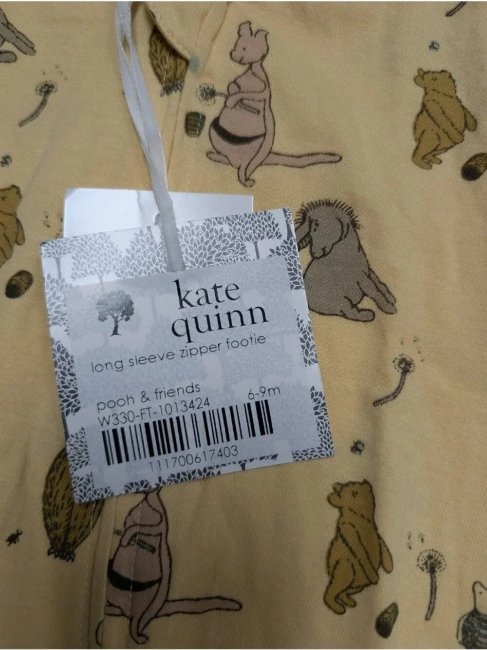 Kate Quinn Organic Cotton Winnie the Pooh & Friends Zipper Footie Zippy 6-9